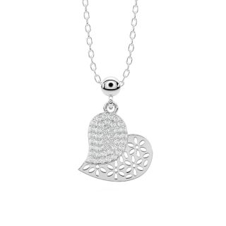 Slanted Heart Diamond Pendant